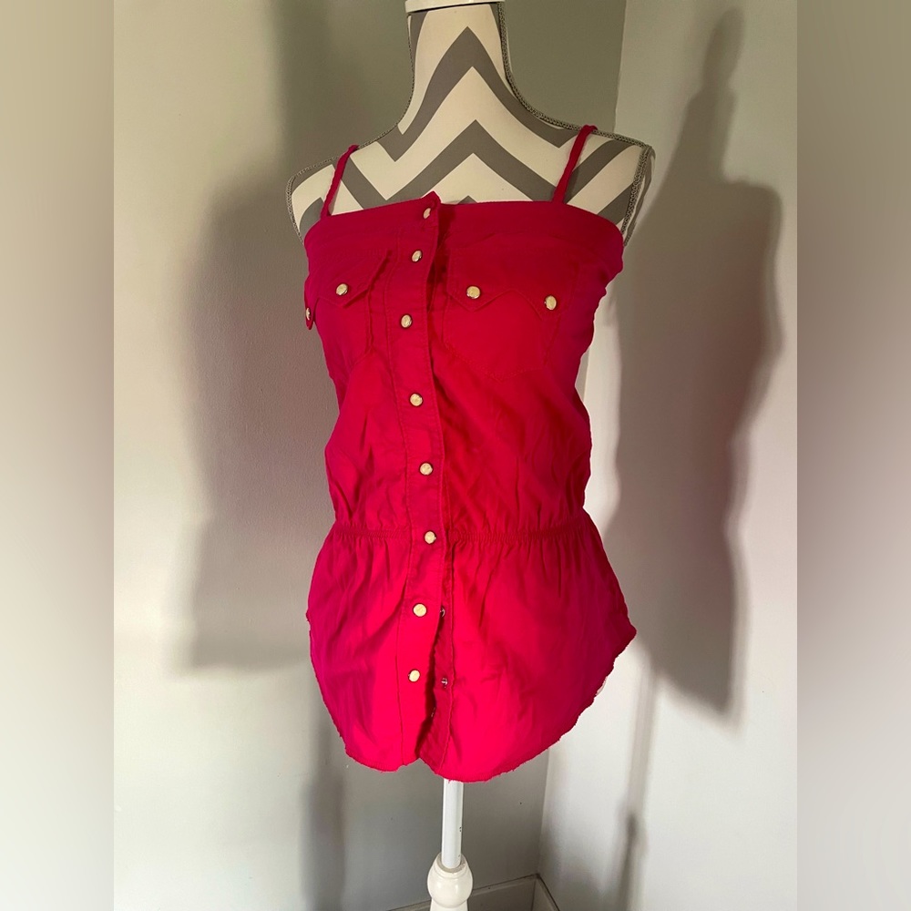 True Religion Dark Pink Snap-Up Tank Top With Adjustable And Removable Straps!